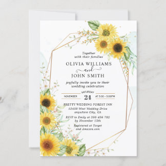 Convite Sunflower Elegant Romantic Greenery - F030 Invita