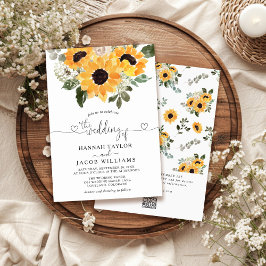Convite Sunflower Eucalyptus Código QR Casamento RSVP