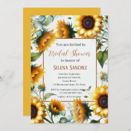 Convite Sunflower Eucalyptus Floral Chá de panela