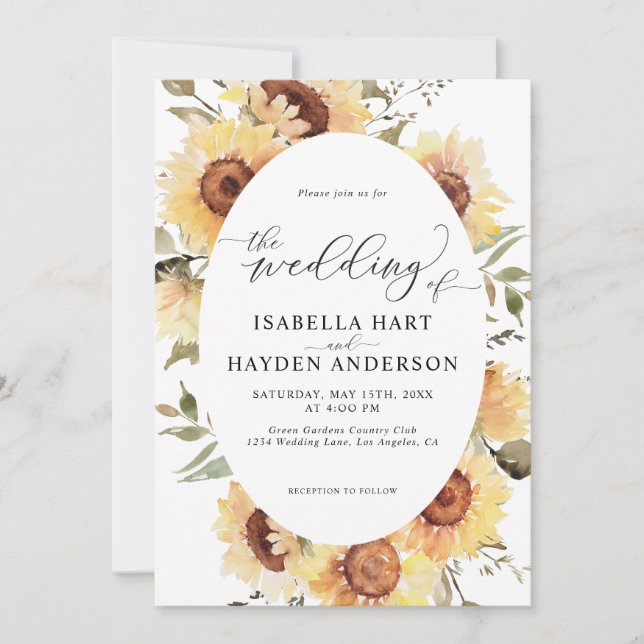 Convite Sunflower Fall Verão Rustic Boho Casamento (Frente)