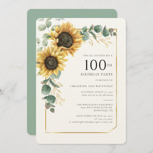 Convite Sunflower Floral 100º aniversário