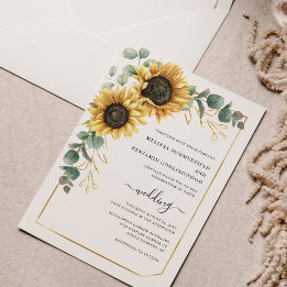Convite Sunflower Floral Eucalyptus Wedding