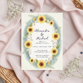 Convite Sunflower Floral Watercolor Wedding Invite