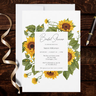 Convite Sunflower Frame Bridal Shower 