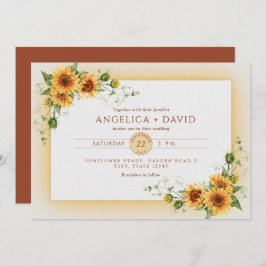 Convite Sunflower Frame Wedding  Invitation