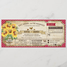 Convite Sunflower Gingham Check Country Picnic Casamento