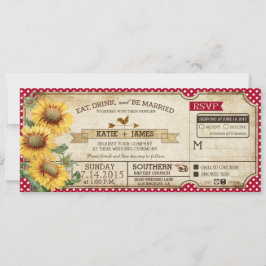 Convite Sunflower Gingham Check Country Picnic Casamento