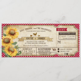 Convite Sunflower Gingham Check Country Picnic Casamento