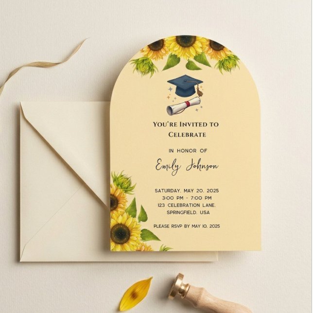 Convite Sunflower Graduation Party Invitation (Criador carregado)