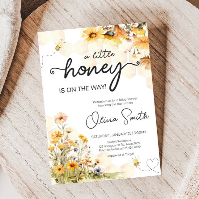 Convite Sunflower Little Honey Chá de fraldas (Little Honey Sunflower Baby Shower Invitation)