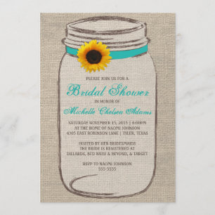 Convite Sunflower Mason Jar Chá de panela
