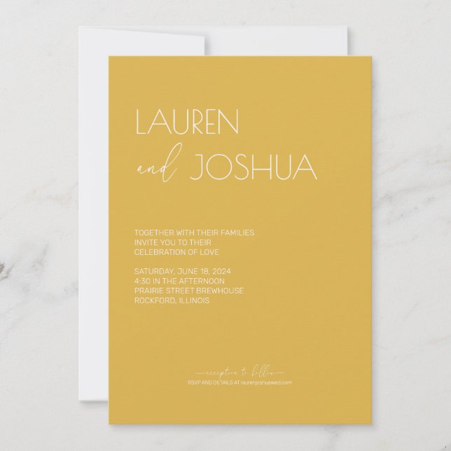 Convite Sunflower ・ Moderno Casamento de Script Minimalist (Frente)