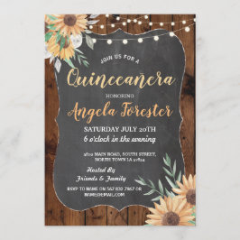 Convite Sunflower Quinceanera Party Wood Lights
