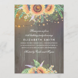 Convite Sunflower Russe String Luzes Festa de aniversário 