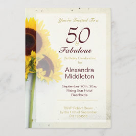Convite Sunflower Rustic 50th Aniversário