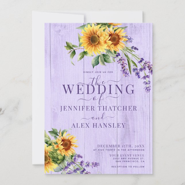 Convite Sunflower Rustic Floral Wedding (Frente)