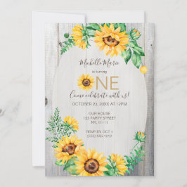 Convite Sunflower Rustic Primeiro Aniversário