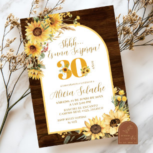 Convite Sunflower Rustic Sorpresa Aniversário