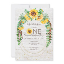 Sunflower Rustic Wood Luz Primeiro Aniversário