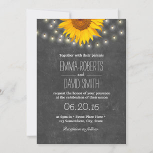 Convite Sunflower & String Lights Casamento