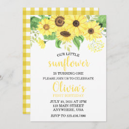 Convite Sunflower Summer First Birday