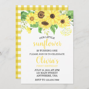 Convite Sunflower Summer First Birday