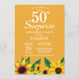 Convite Sunflower Surprise 50th Birthday Invitation