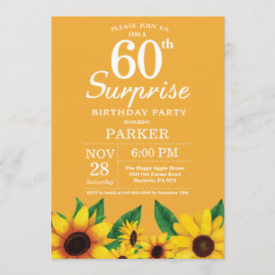 Convite Sunflower Surprise 60th Birthday Invitation