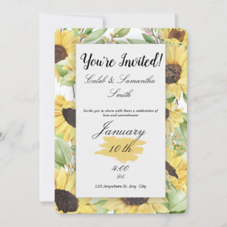 Convite Sunflower Wedding Invitation