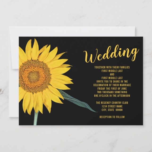 Convite Sunflower Wedding Invitation (Frente)