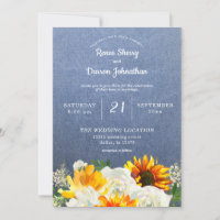 Sunflower & White Rose Floral on Jean Wedding