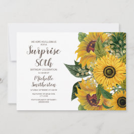 Convite Sunflower White Yellow Surprise 80 Birday