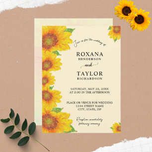 Convite Sunflower Yellow Painterly Floral Weding