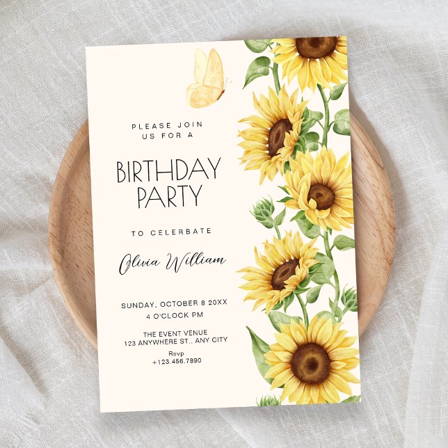 Convite Sunflowers birthday (Criador carregado)