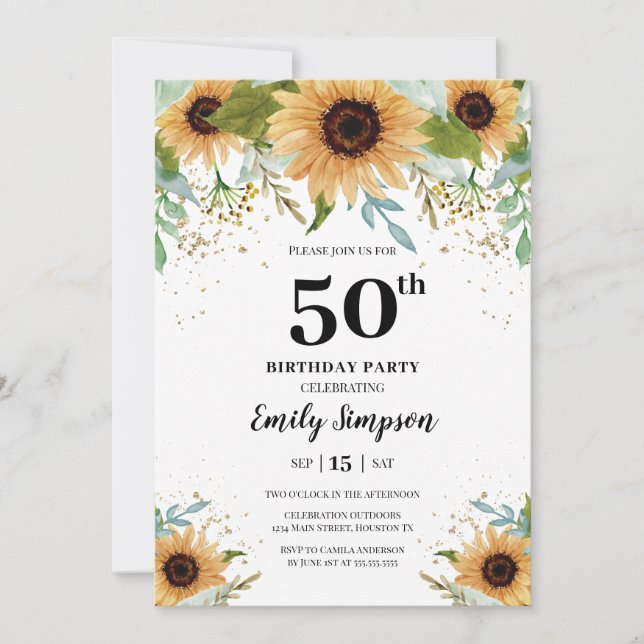 Convite Sunflowers Birthday Invitation (Frente)