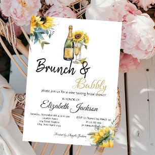Convite Sunflowers Wine Brunch & Bubbly Chá de Noiva