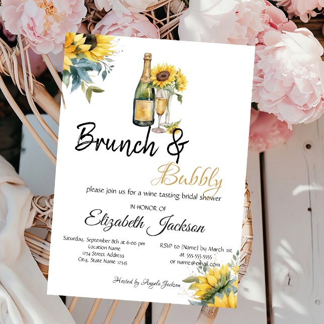 Convite Sunflowers Wine Brunch & Bubbly Chá de Noiva (Criador carregado)
