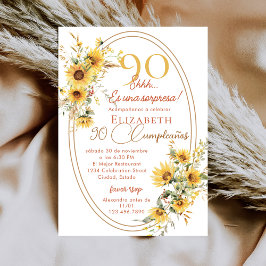 Convite Sunflowers Women Spanish Surprise 90th Birthday