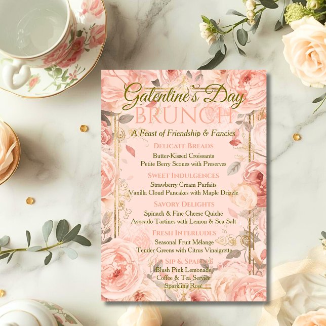 Convite Sunlit Rococo Garden Galentine Brunch Florals Tea (Criador carregado)