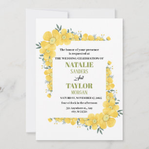Convite Sunny Blossoms , Um Casamento Floral Amarelo Vibra