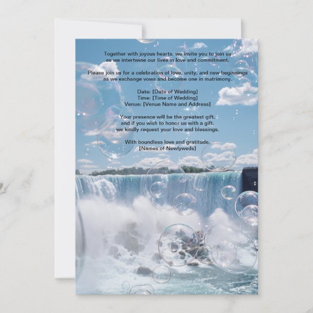 Convite Sunny Bubbly Waterfall Wedding Invitation  (Frente)