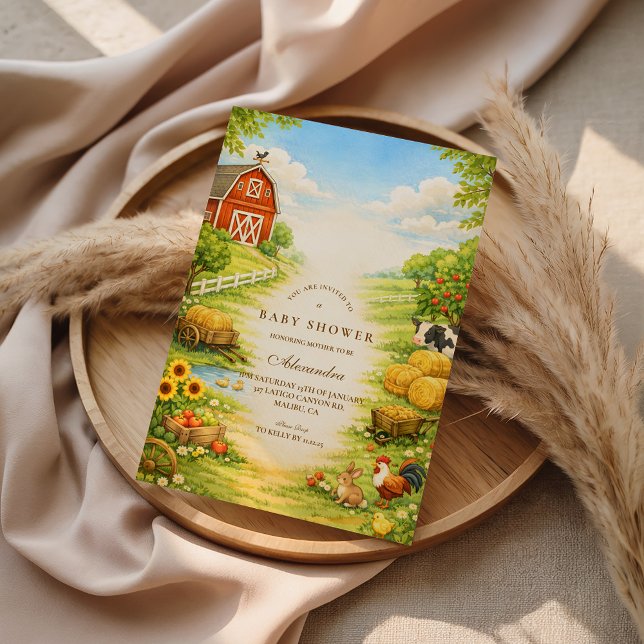Convite Sunny Farm Path Baby Shower (Criador carregado)