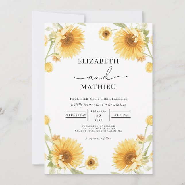 Convite Sunny Floral Archway Wedding (Frente)