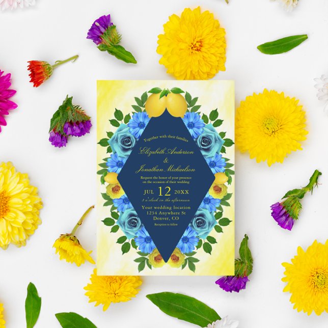 Convite Sunny Lemon Floral Wedding (Criador carregado)