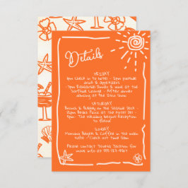 Convite Sunny Tropical Hand desenhou Informações sobre Det