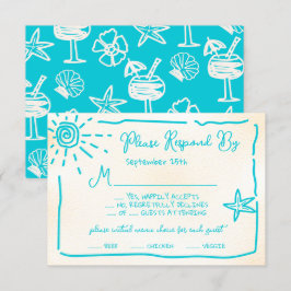 Convite Sunny Tropical Hand desenhou RSVP de Casamento