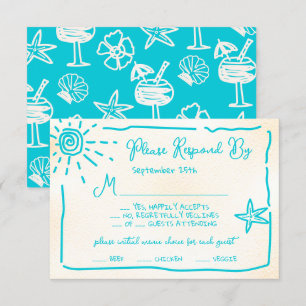 Convite Sunny Tropical Hand desenhou RSVP de Casamento
