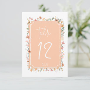 Convite Sunny Wildflower Table Number Peach ID1023
