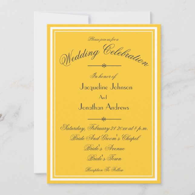Convite Sunny Yellow All In One RSVP Email Website Wedding (Frente)
