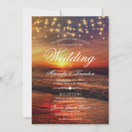 Convite Sunset Beach Lights Summer Wedand Reception